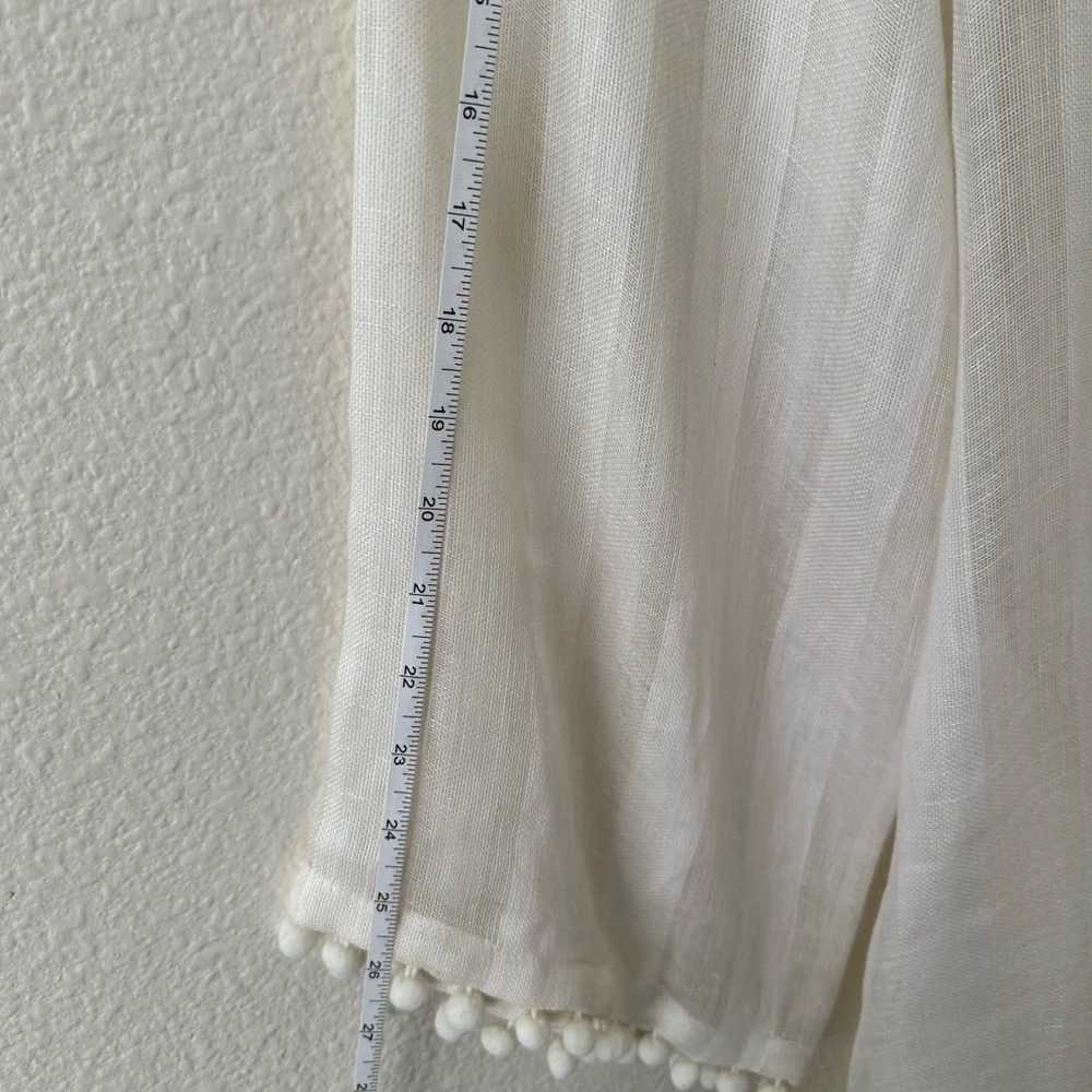 🆕Elegant White Pom-Pom Swim Cover-Up 100% linen - Picture 4 of 13